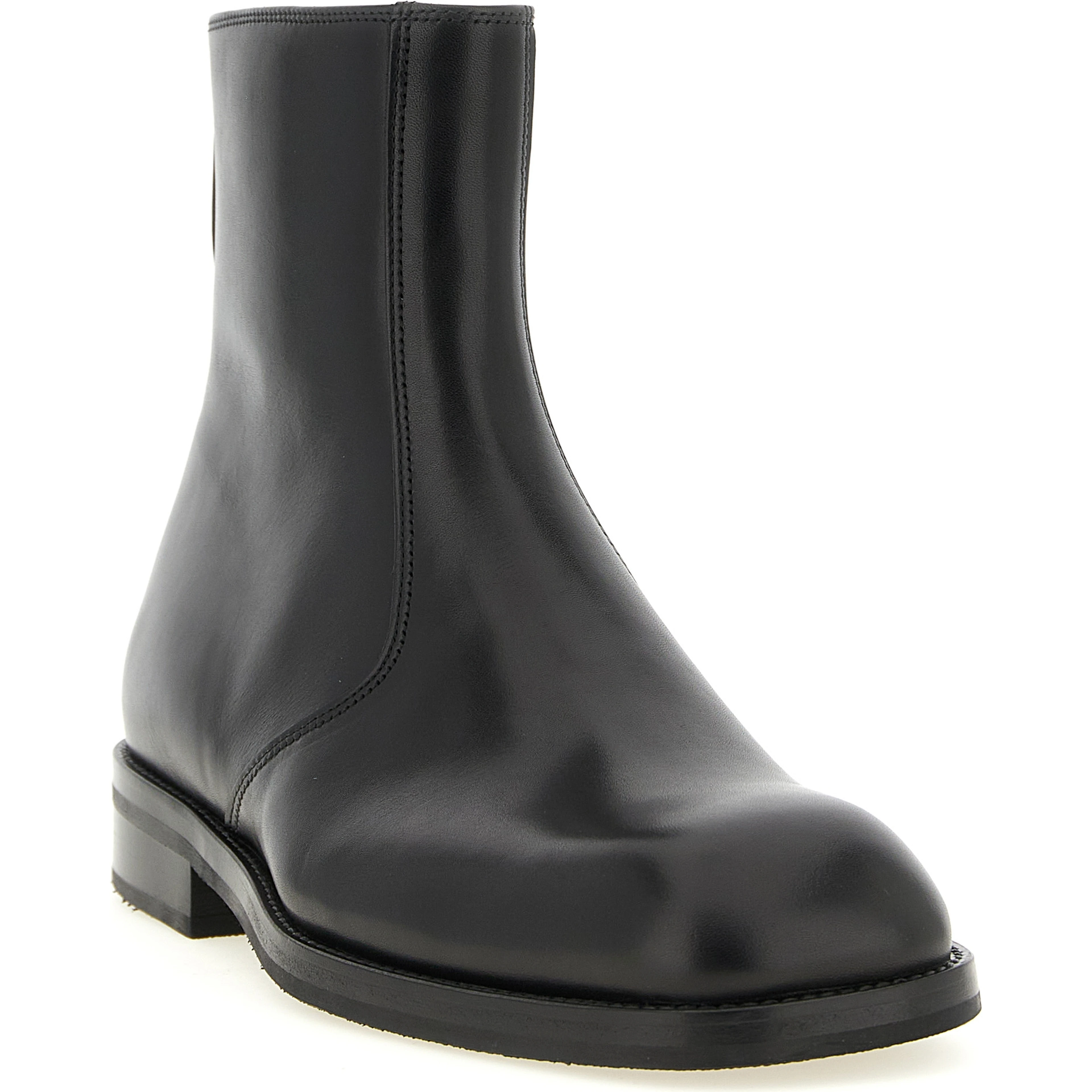 Black Lamb Leather Ankle Boots