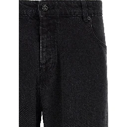 Black Cotton Straight-Leg Jeans