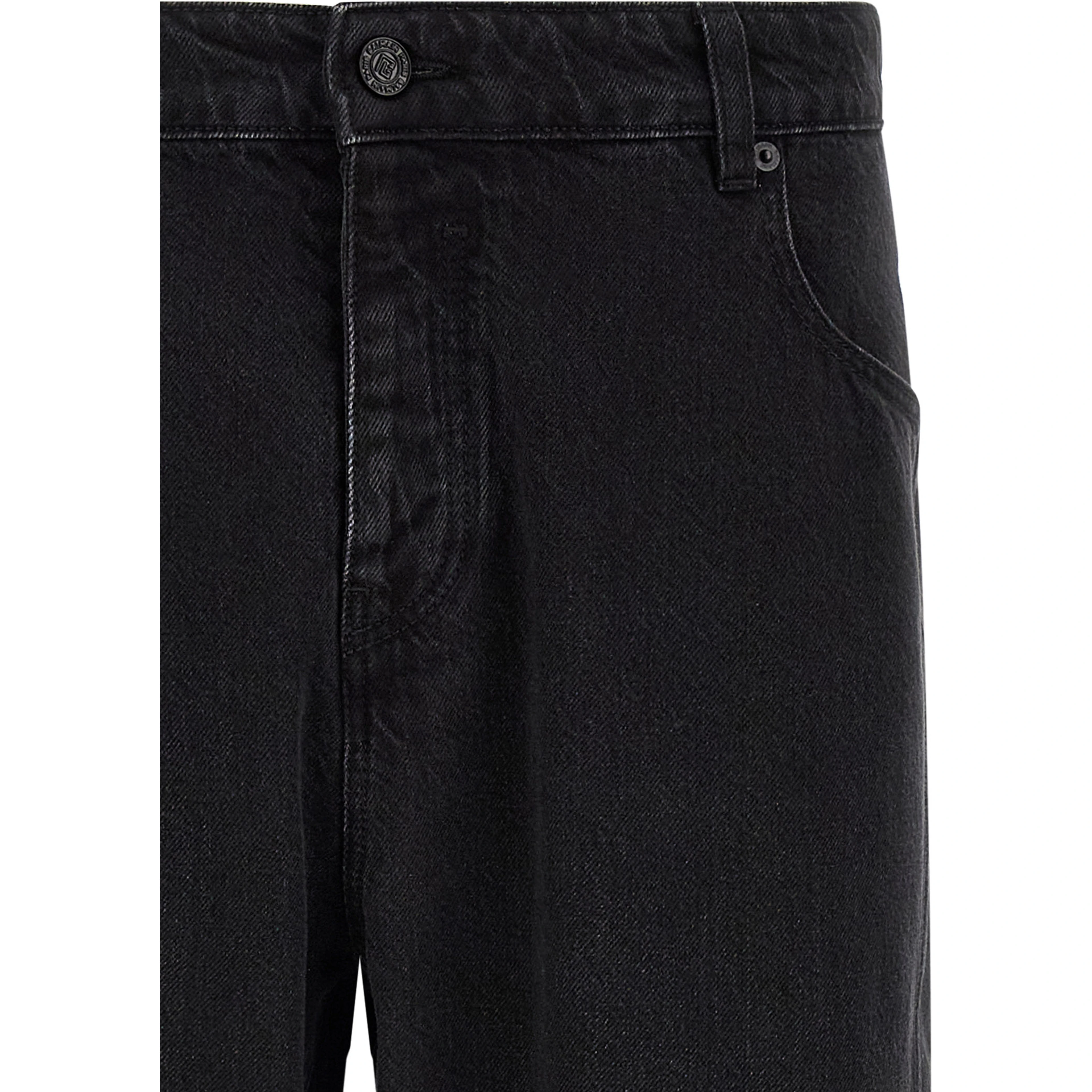 Black Cotton Straight-Leg Jeans