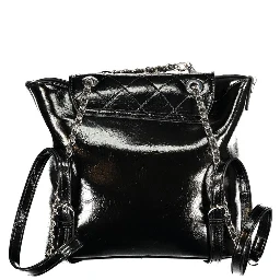 Black Polyurethane Women's Backpack