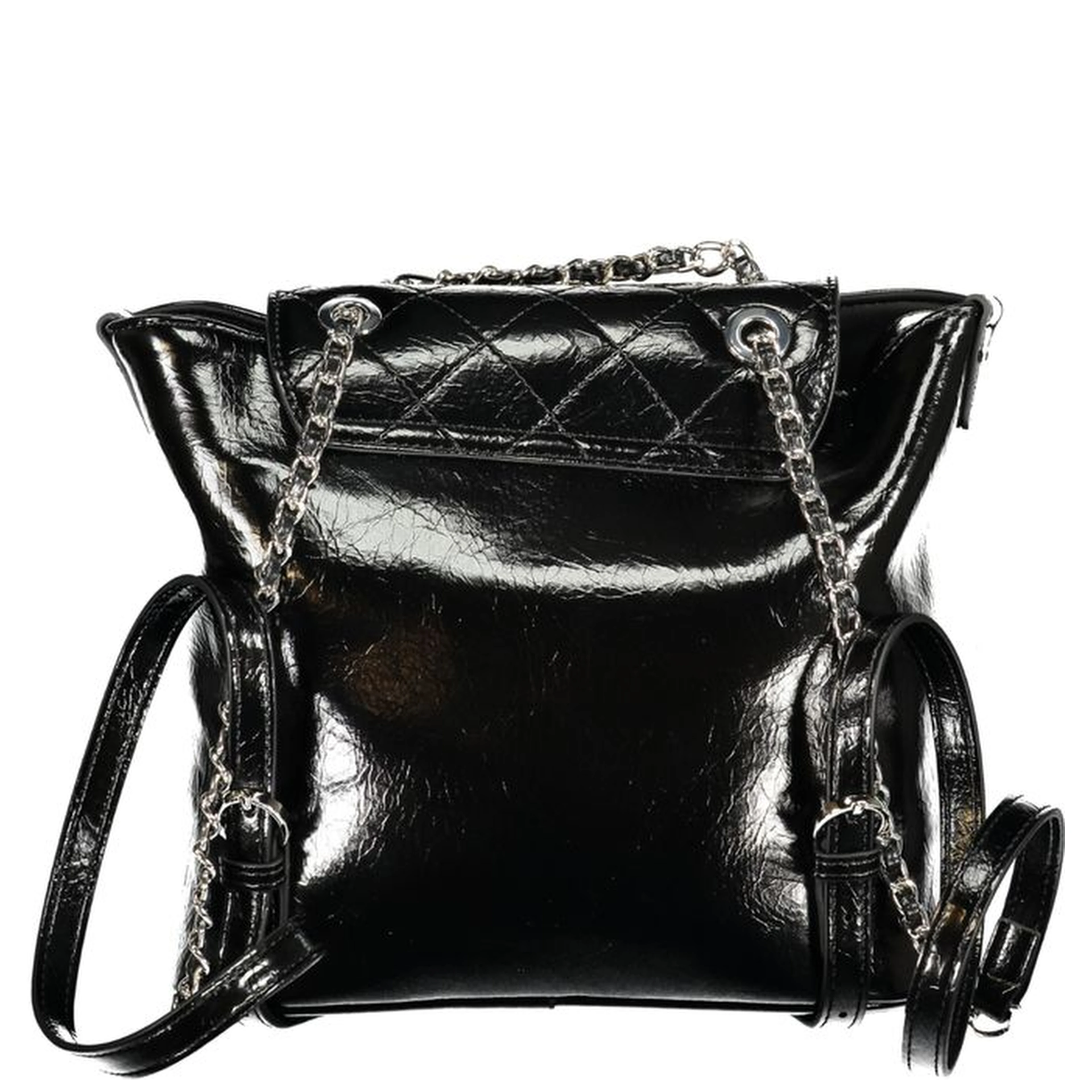 Black Polyurethane Women's Backpack