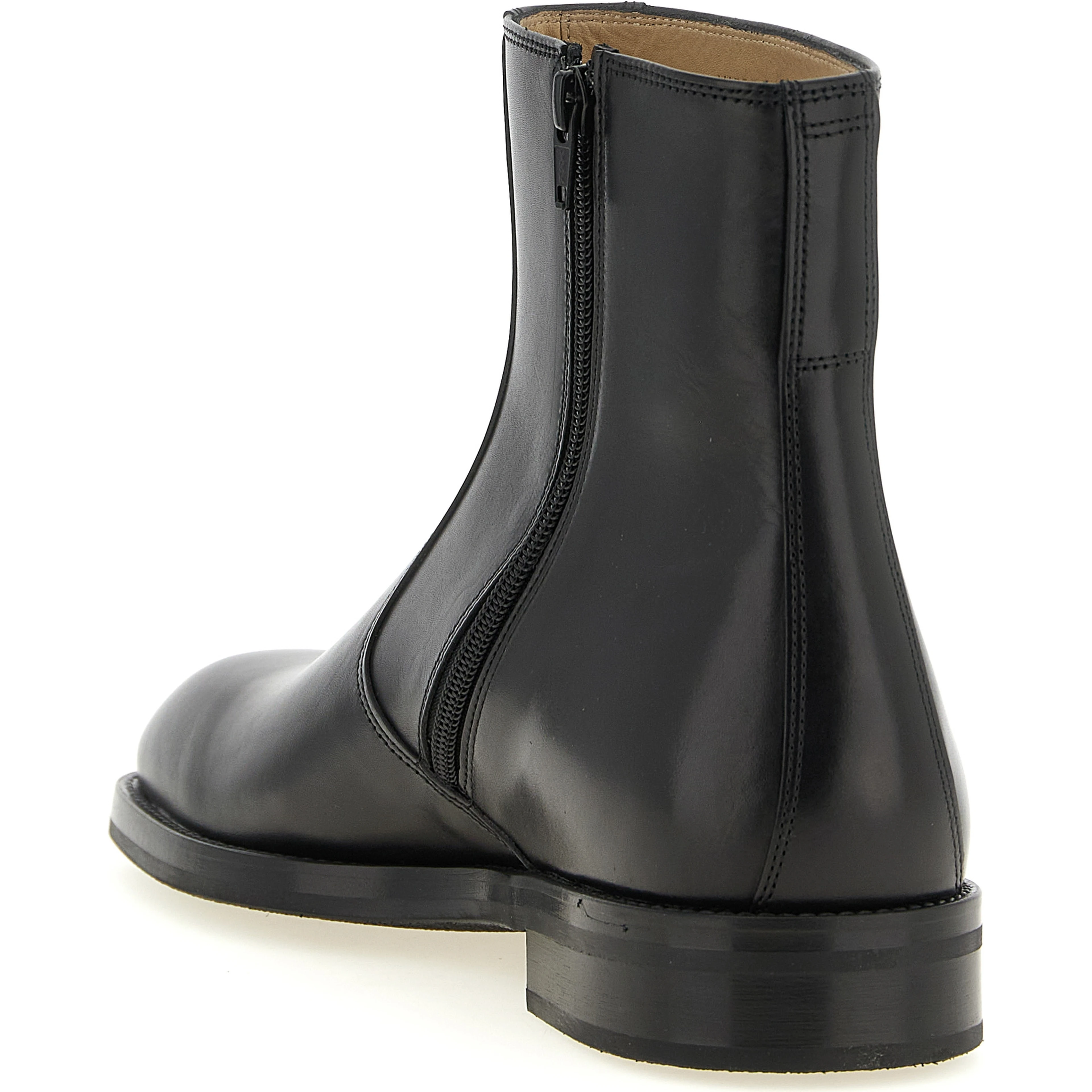 Black Lamb Leather Ankle Boots