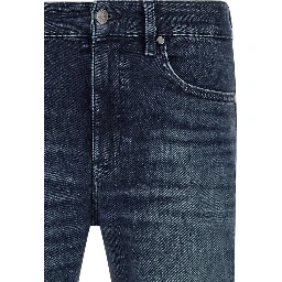 Blue Cotton Tapered Jeans