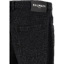 Black Cotton Straight-Leg Jeans