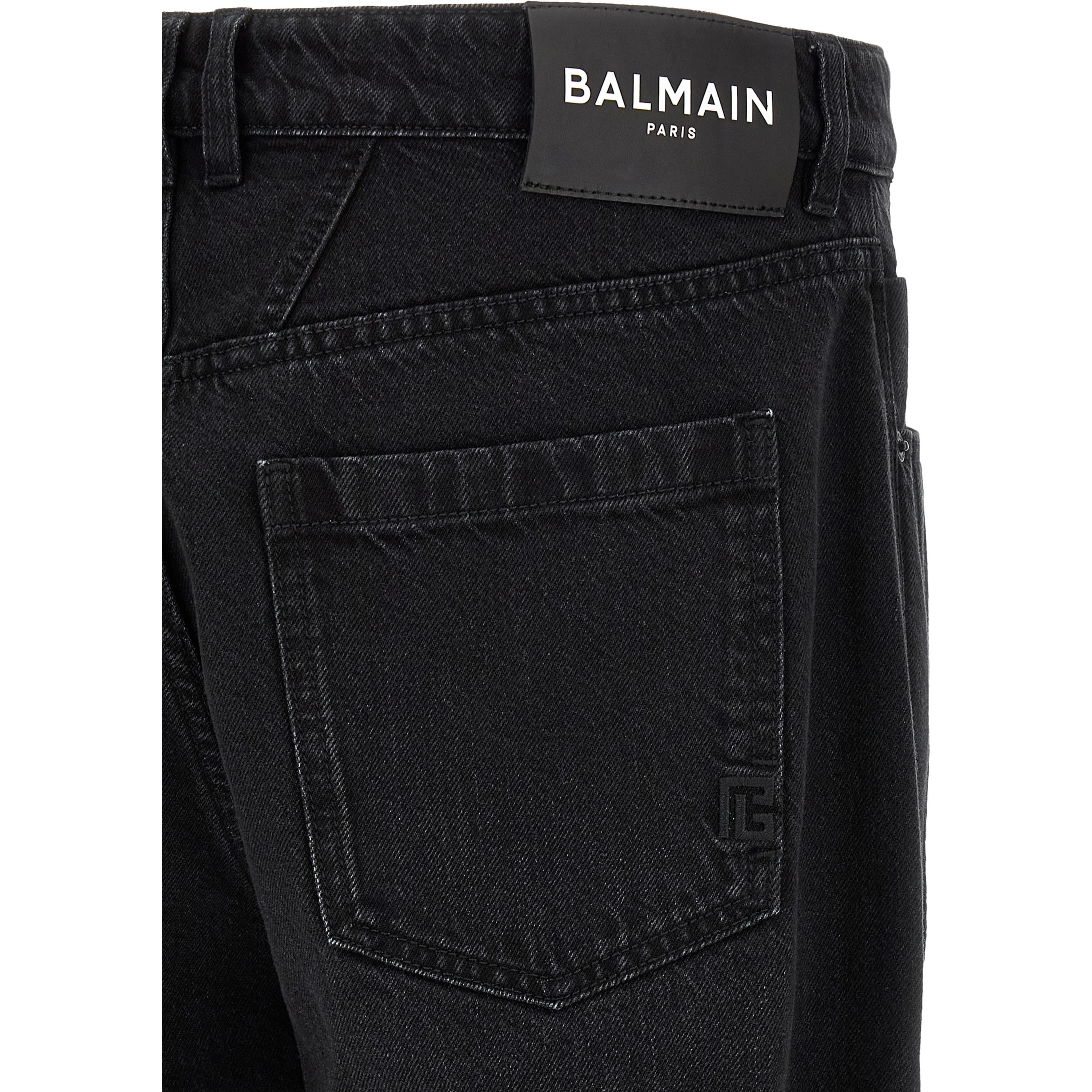 Black Cotton Straight-Leg Jeans