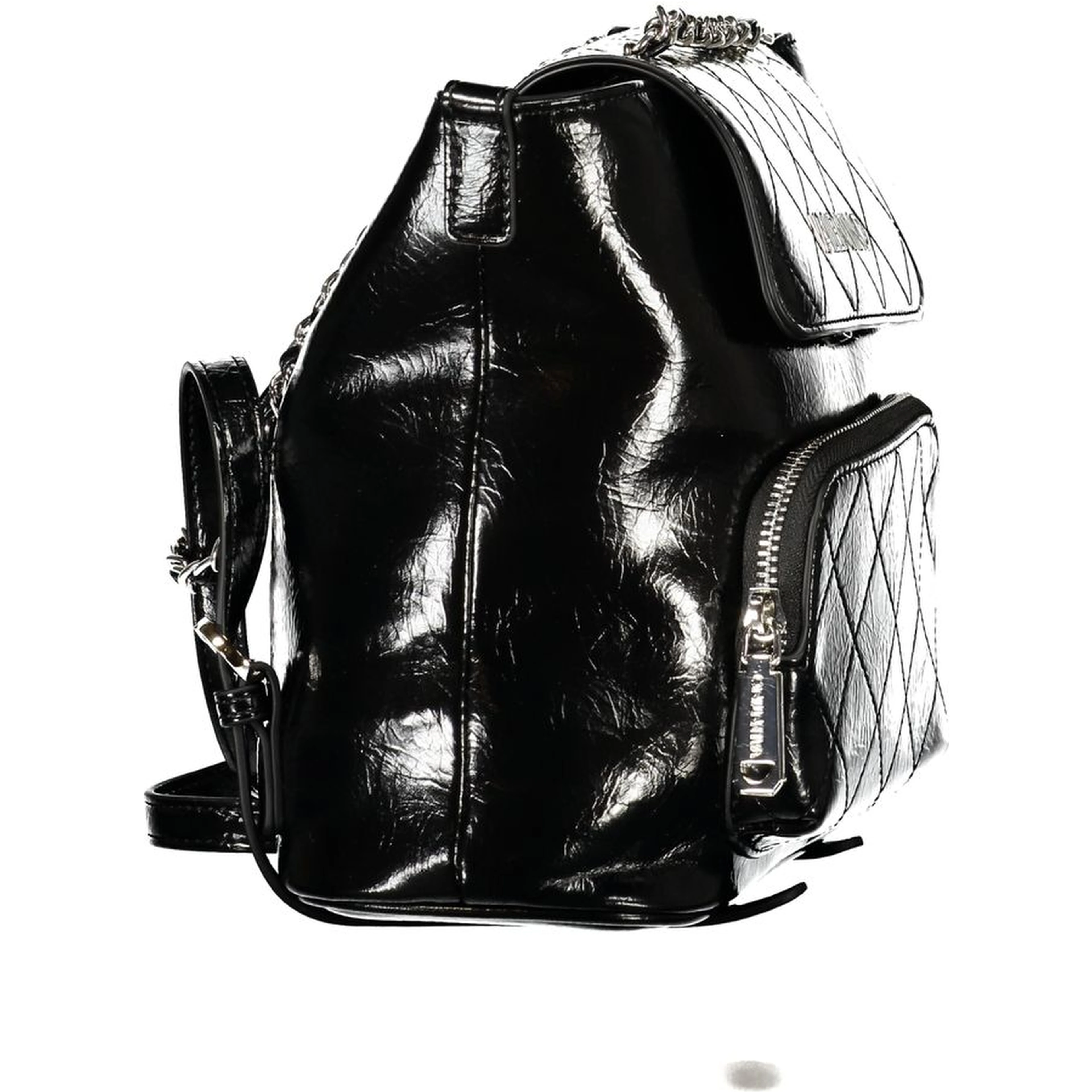 Black Polyurethane Women's Backpack