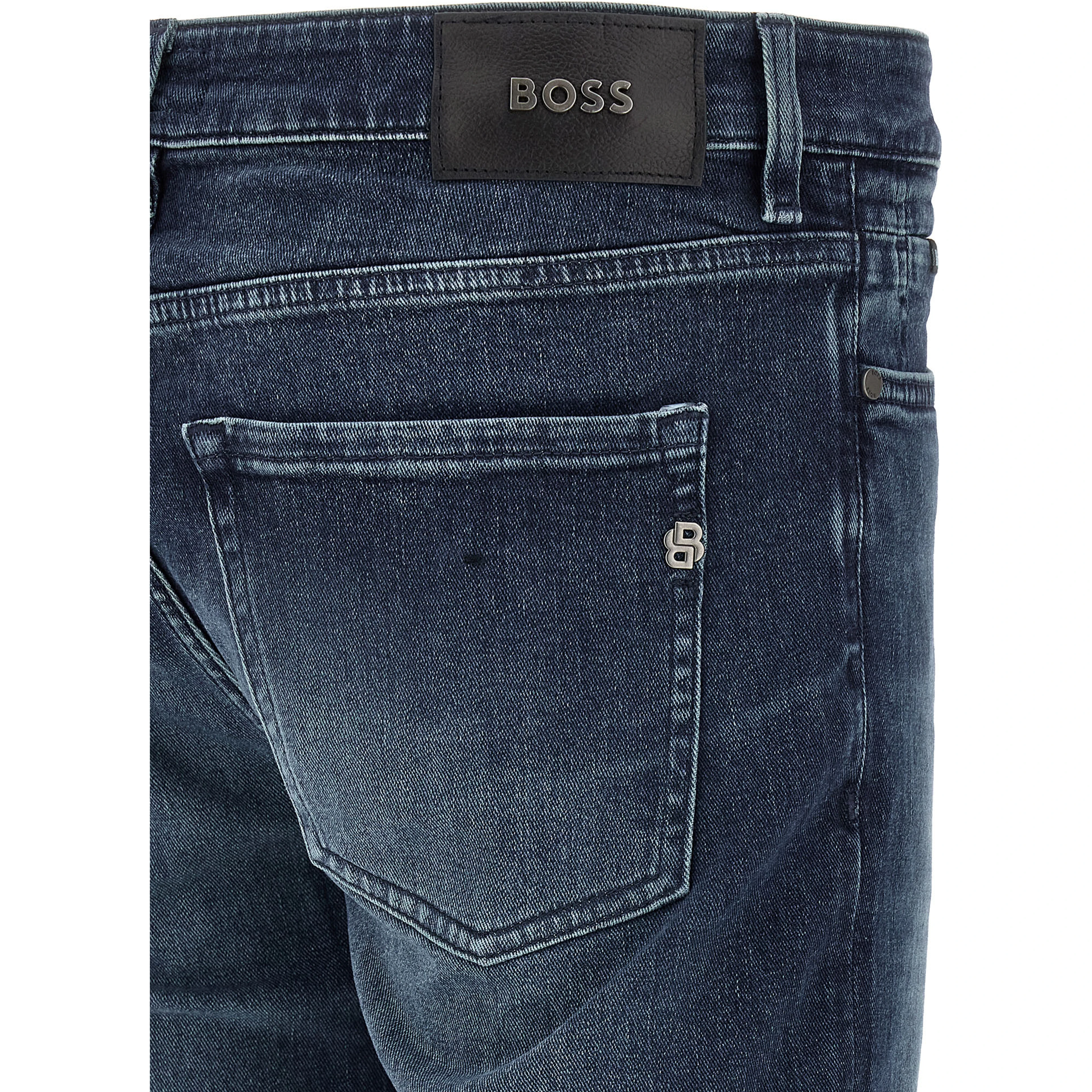 Blue Cotton Tapered Jeans