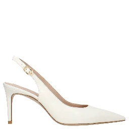 Beige Leather High Heel Pumps