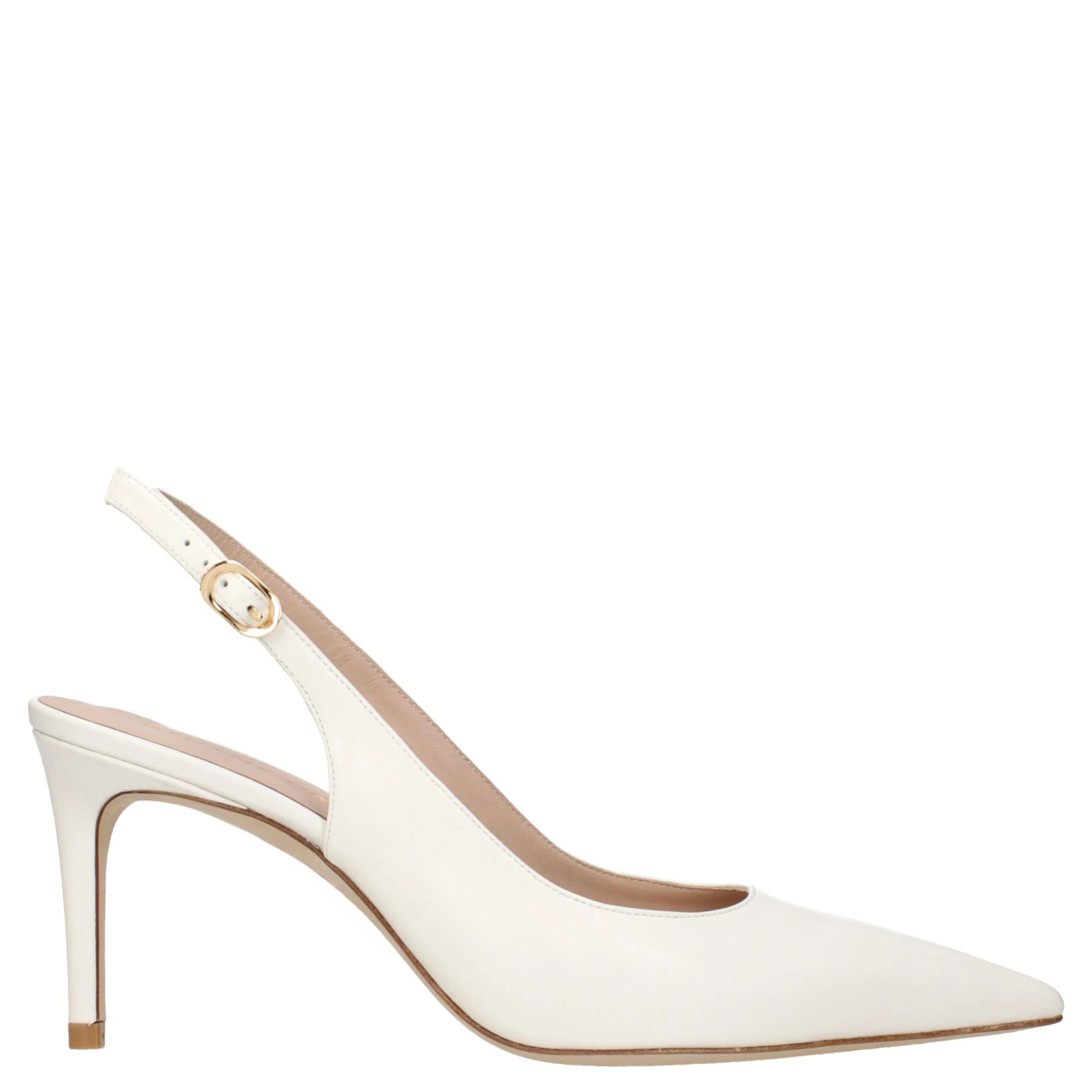 Beige Leather High Heel Pumps