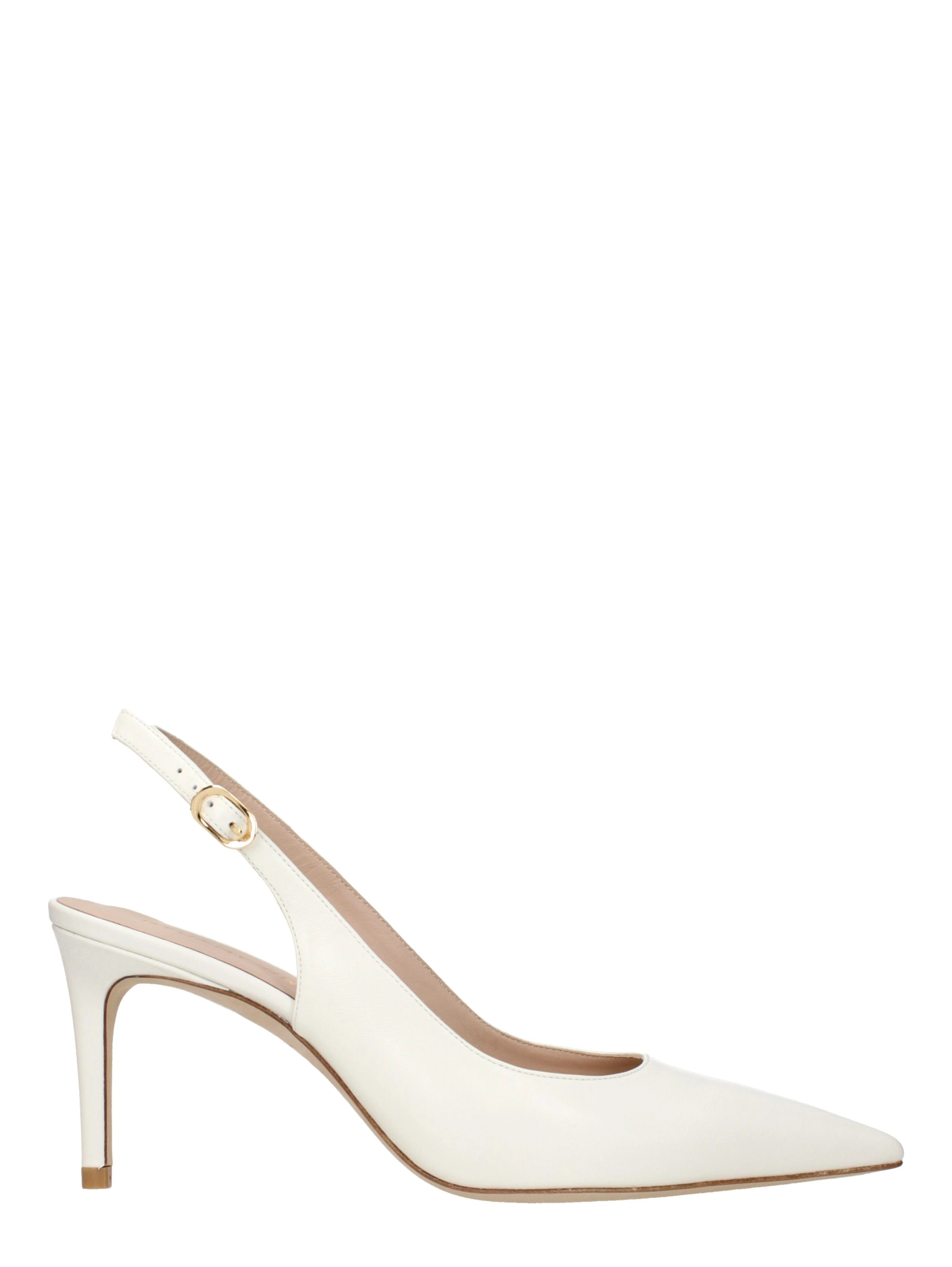 Beige Leather High Heel Pumps