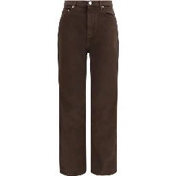Brown Cotton Straight-Leg Jeans