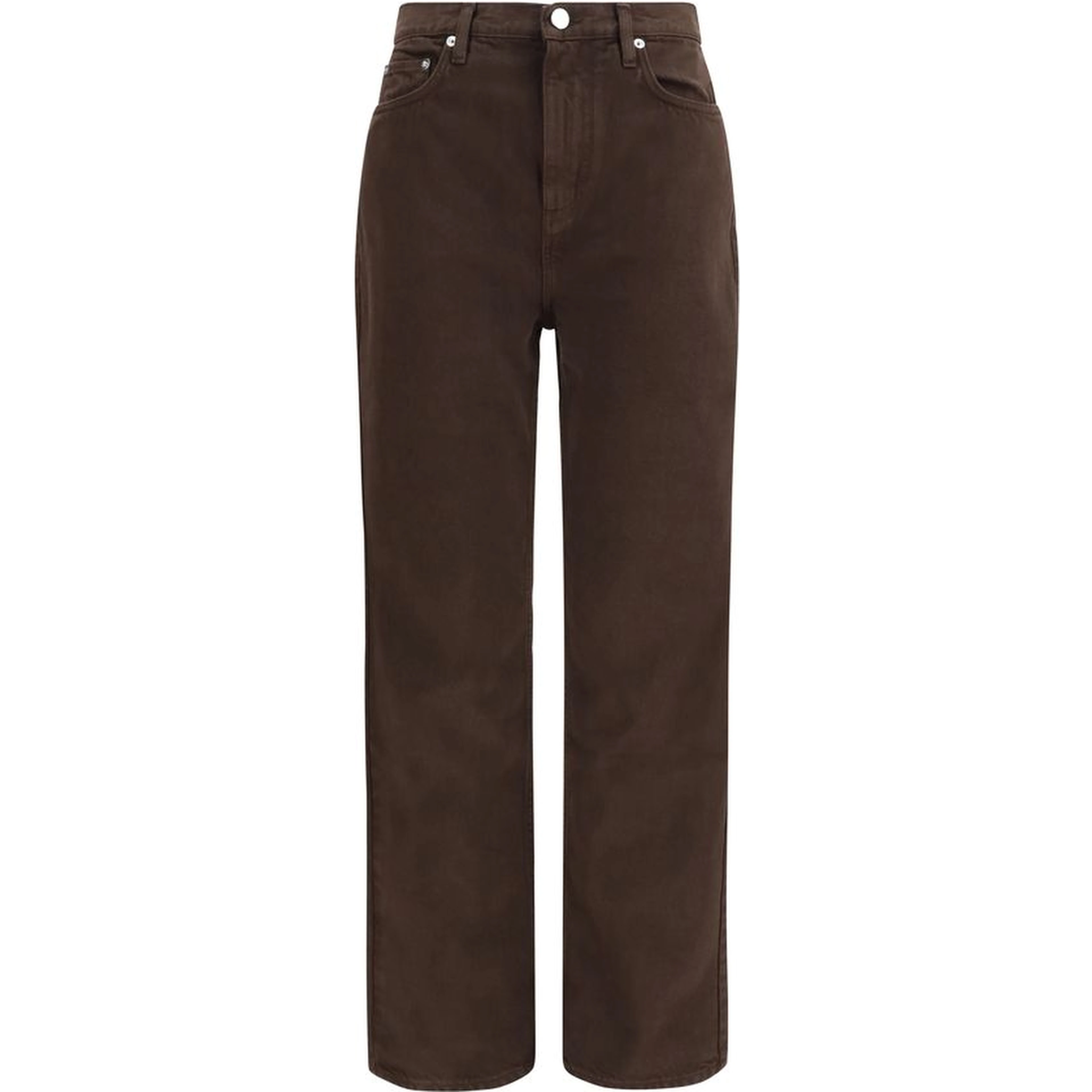 Brown Cotton Straight-Leg Jeans