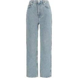 Blue Cotton Straight-Leg Jeans