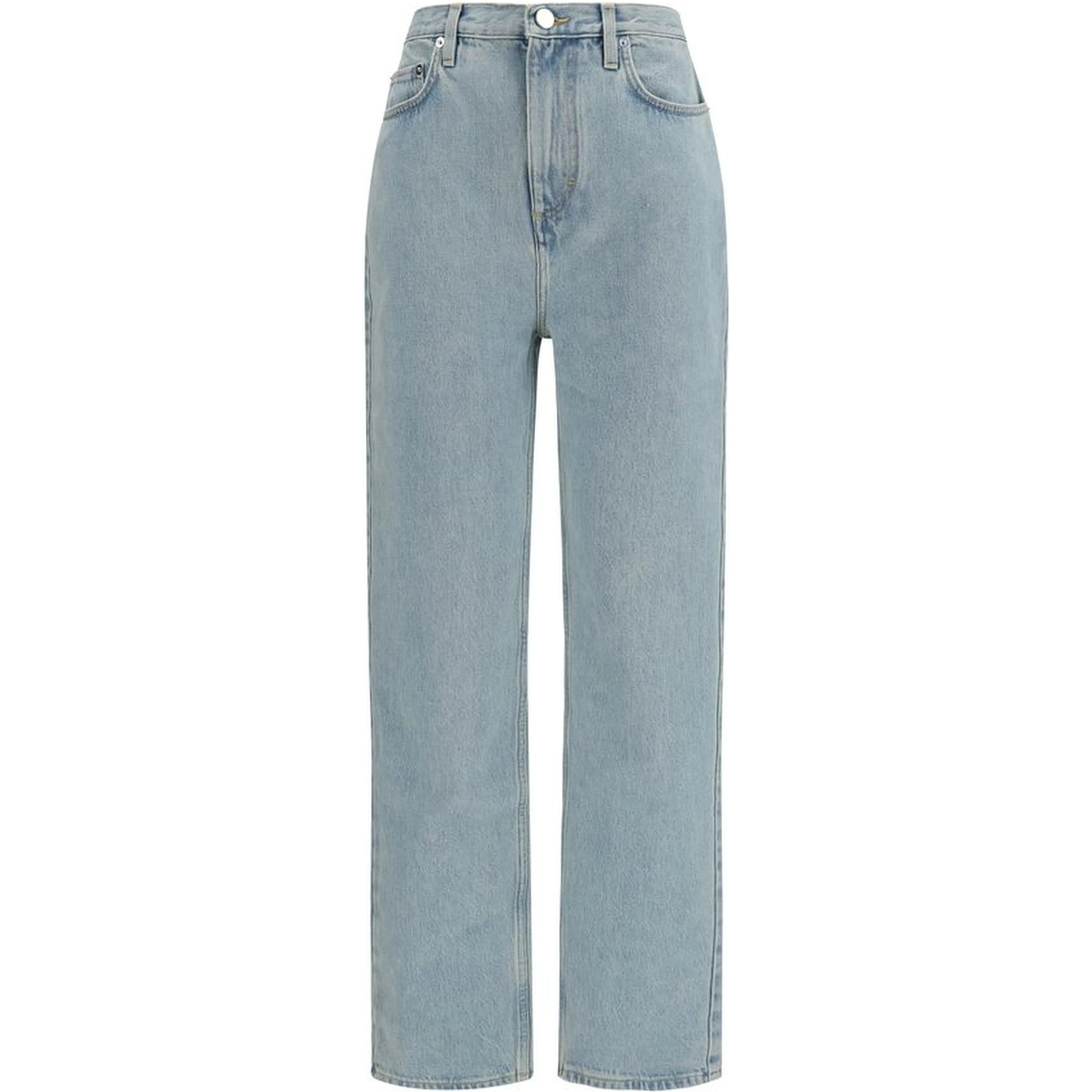 Blue Cotton Straight-Leg Jeans