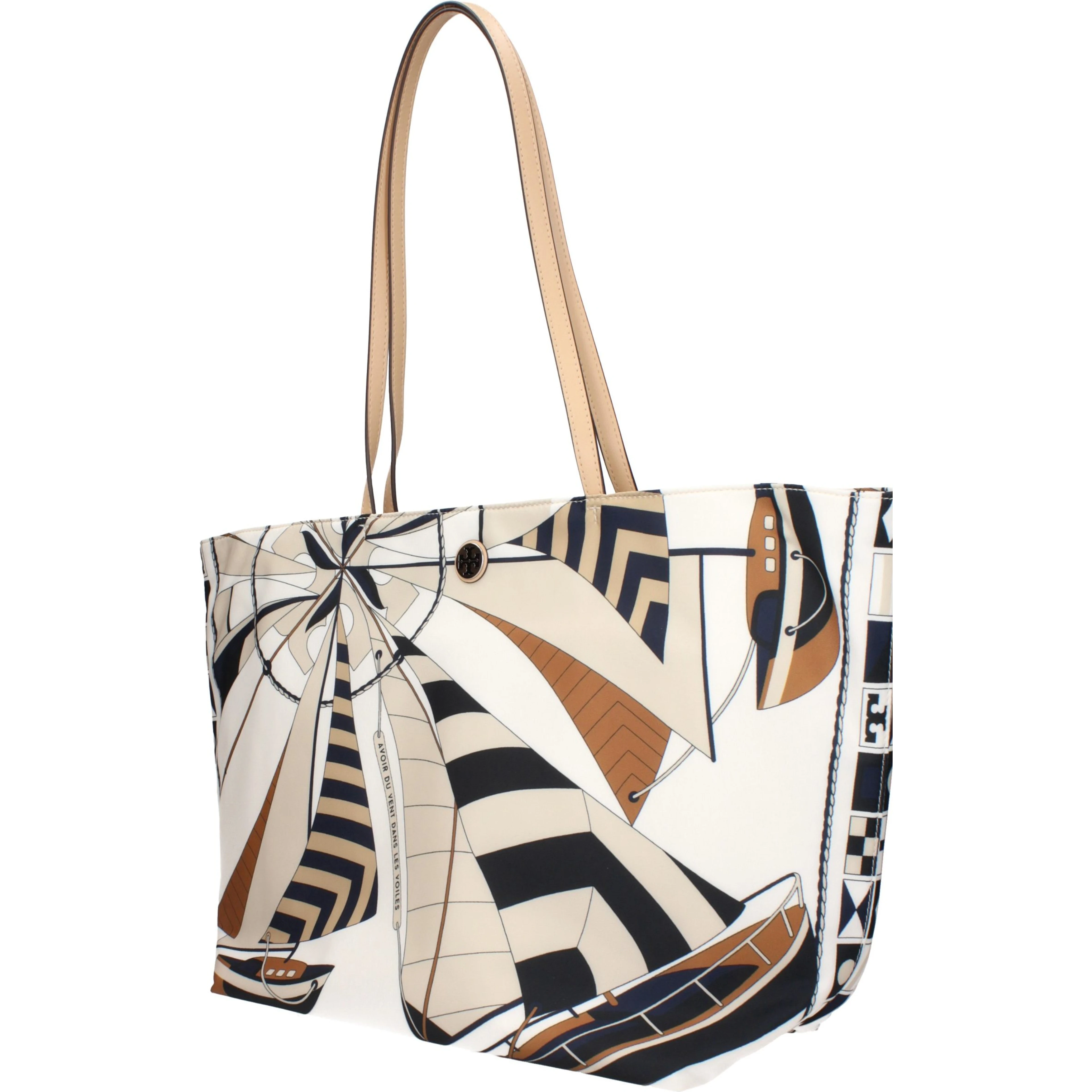 Beige Fabric Crossbody Bag