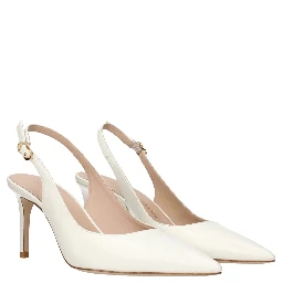 Beige Leather High Heel Pumps