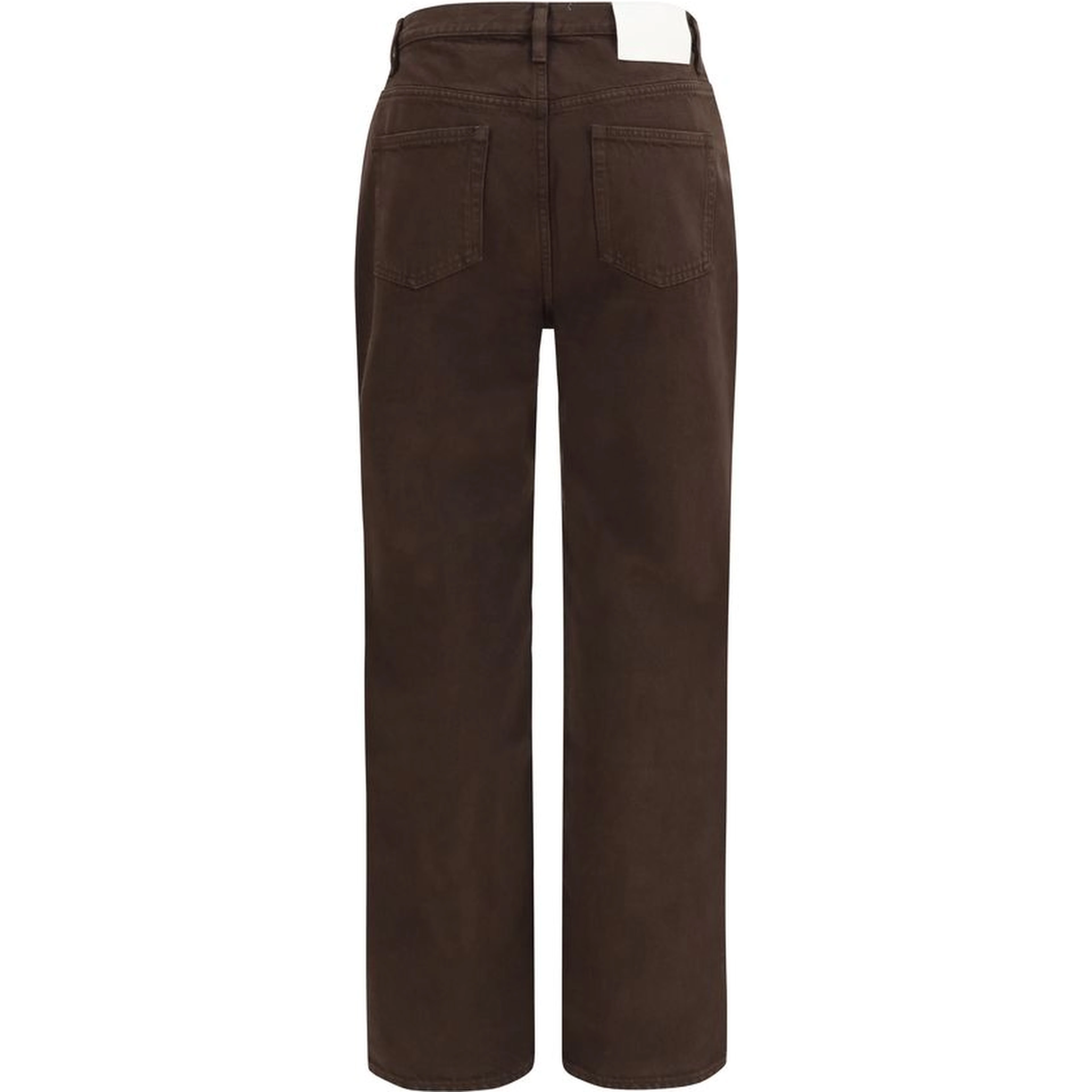 Brown Cotton Straight-Leg Jeans