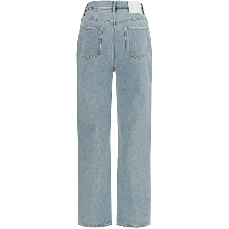 Blue Cotton Straight-Leg Jeans