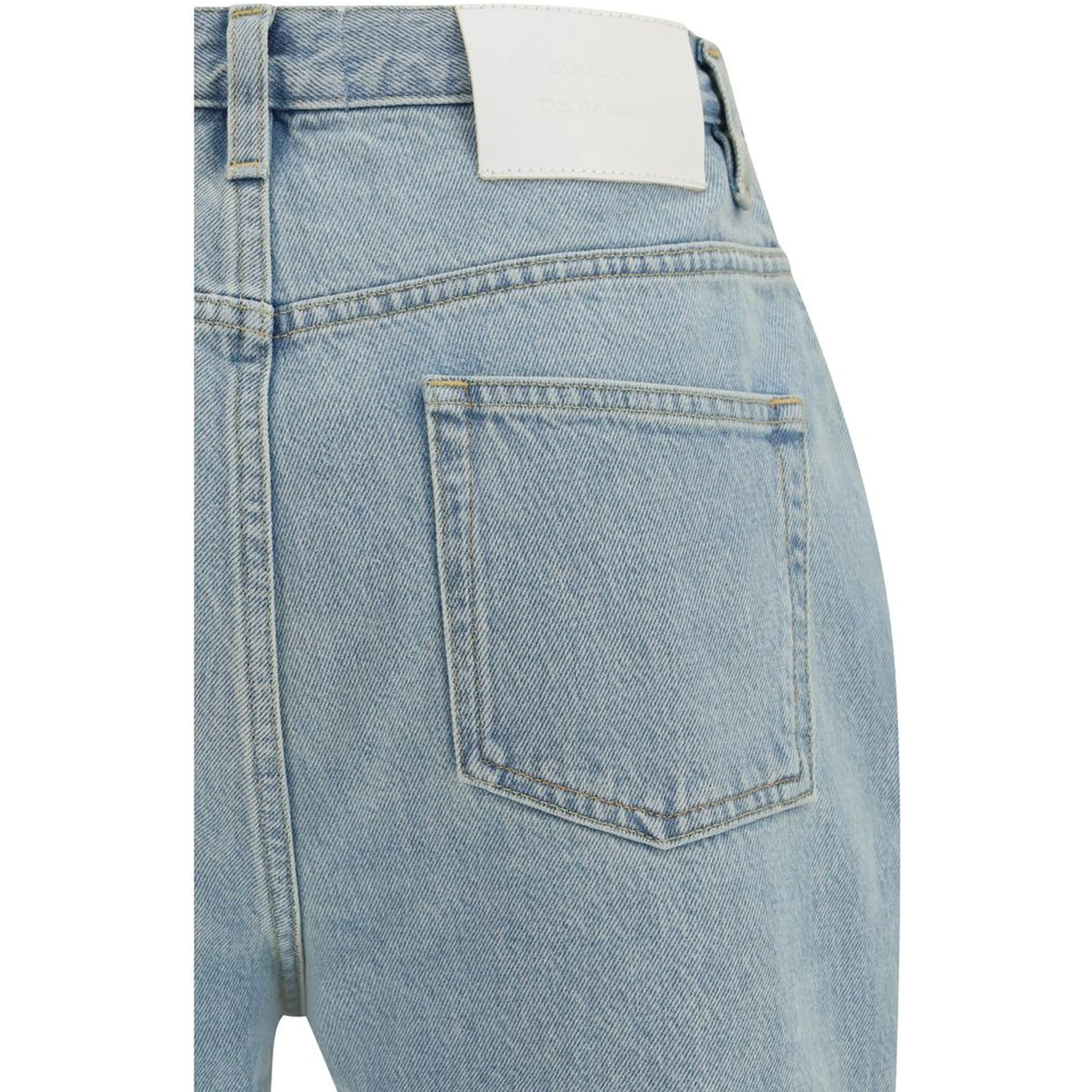 Blue Cotton Straight-Leg Jeans