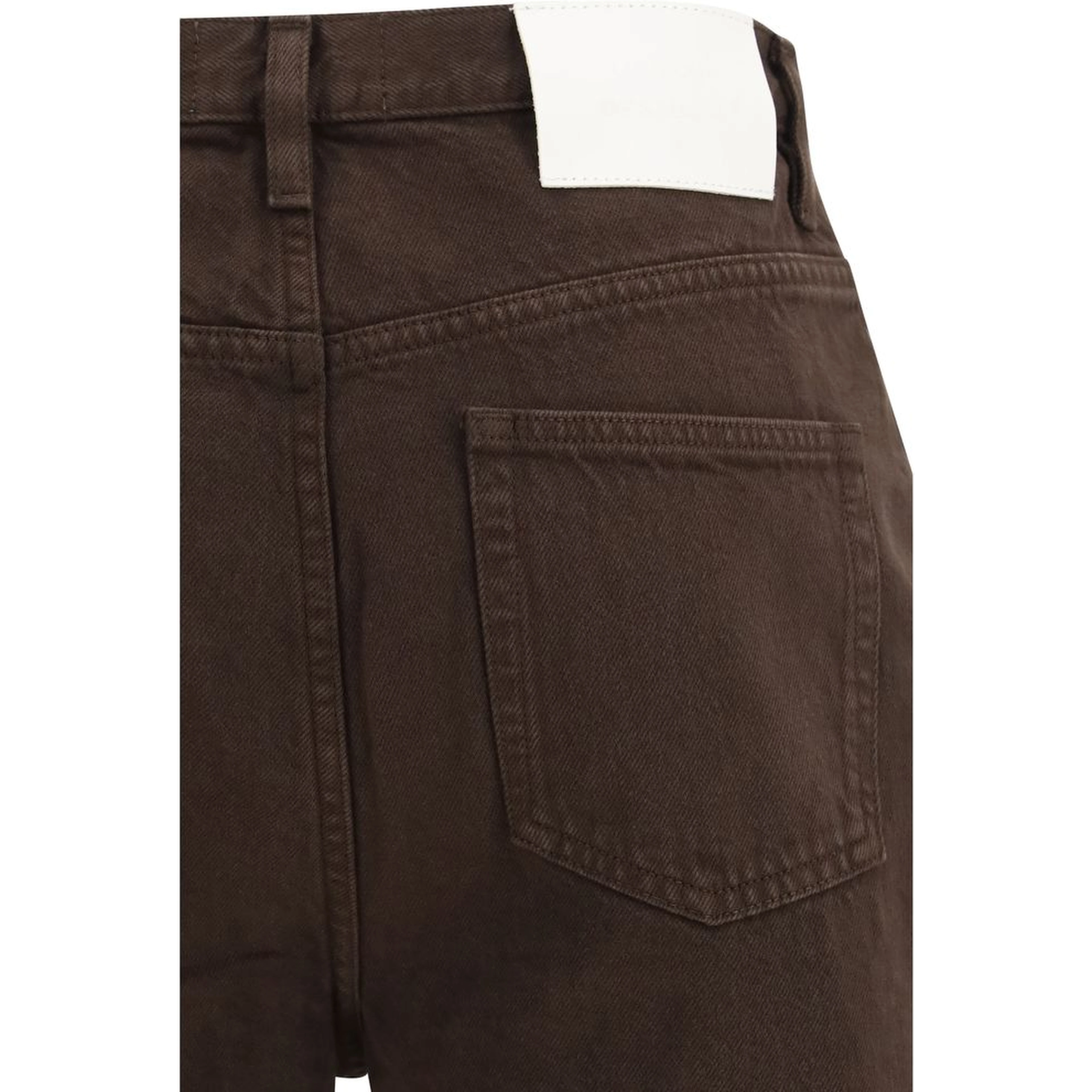 Brown Cotton Straight-Leg Jeans