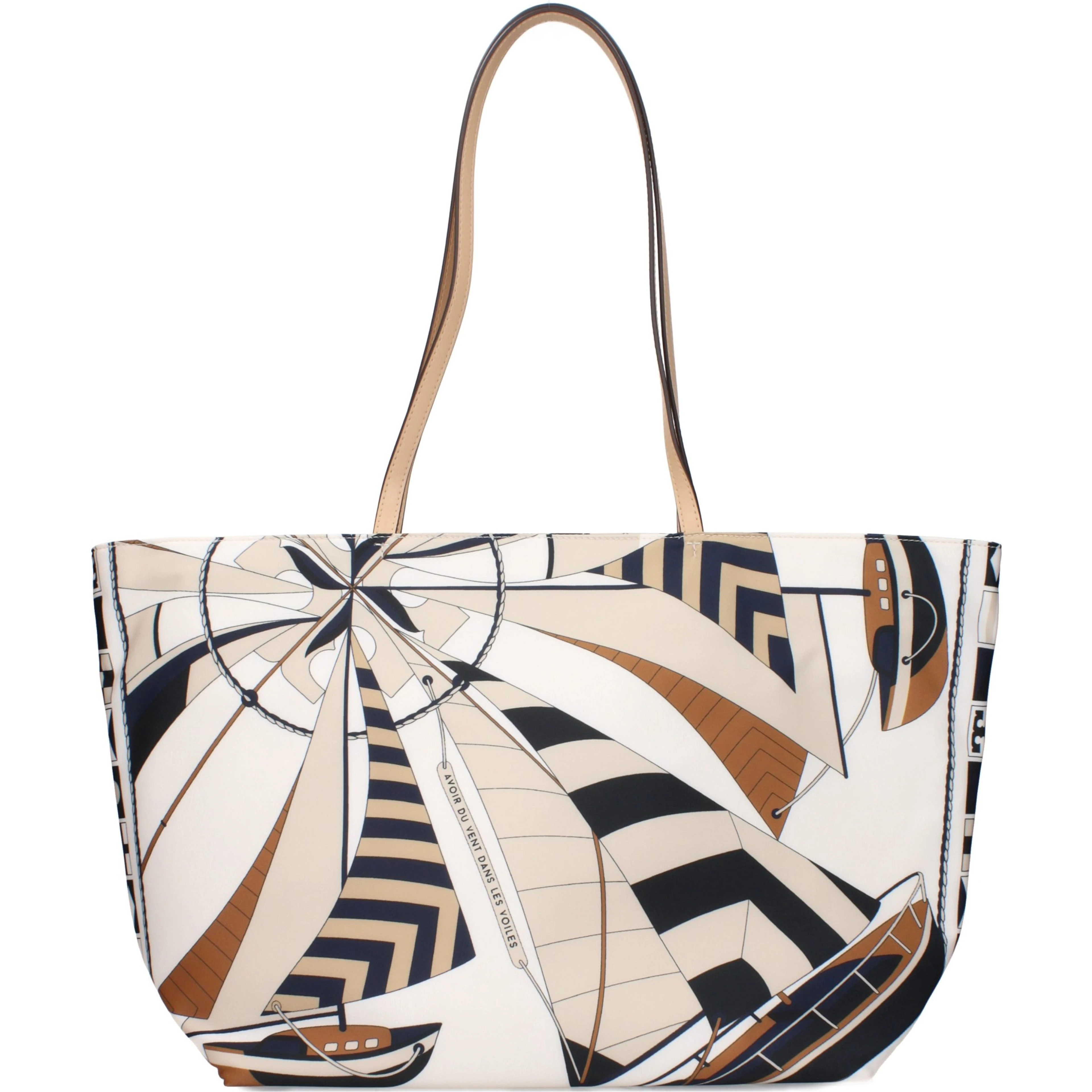 Beige Fabric Crossbody Bag
