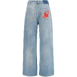 Blue Cotton Boyfriend Jeans