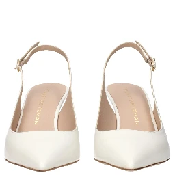 Beige Leather High Heel Pumps