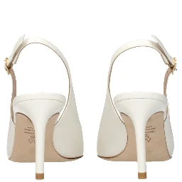 Beige Leather High Heel Pumps