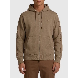 Finch brown cotton zipped hoodie