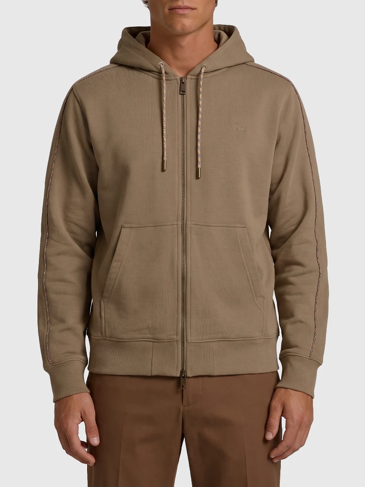 Finch brown cotton zipped hoodie