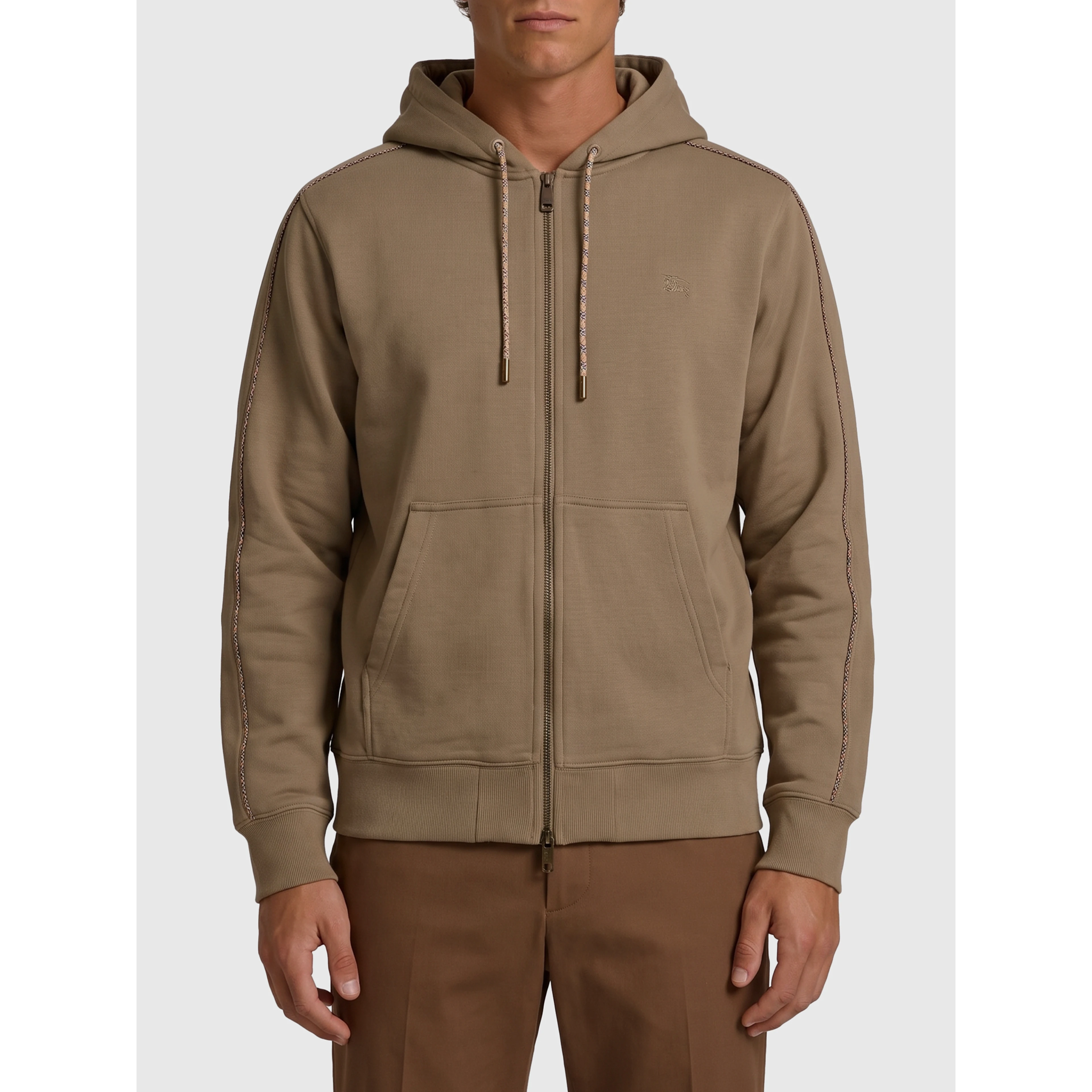 Finch brown cotton zipped hoodie