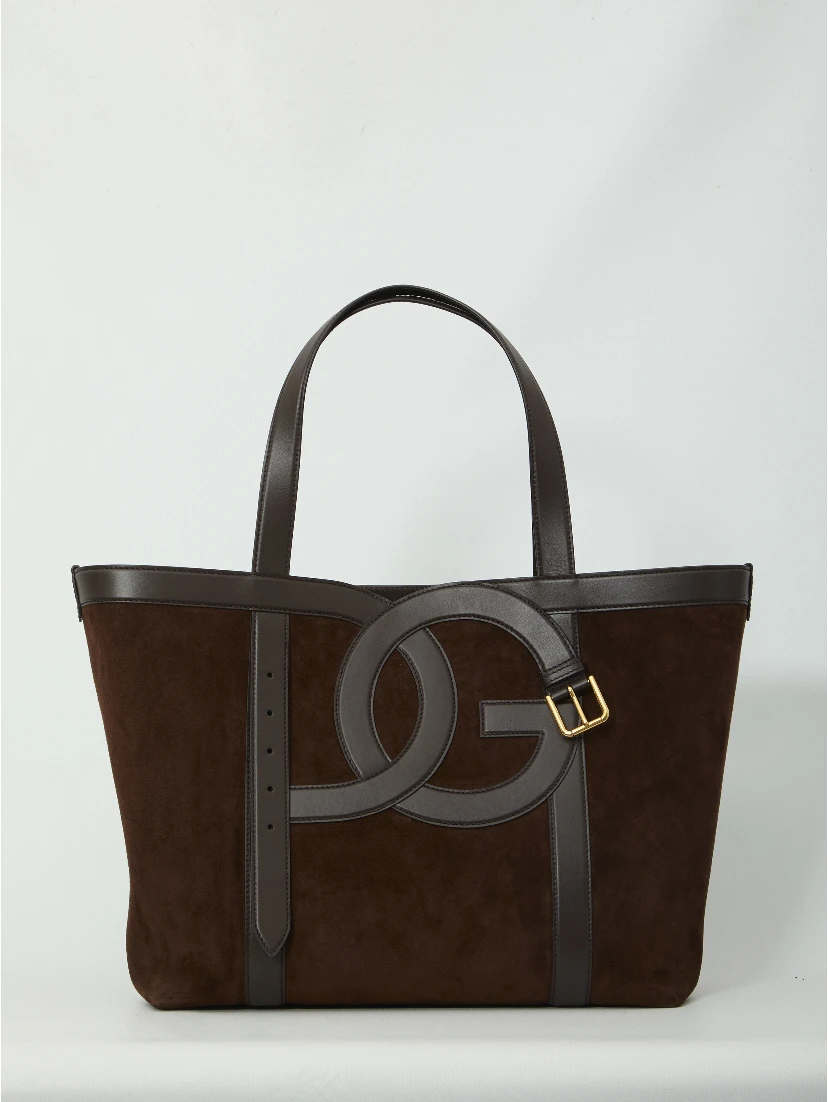 Suede leather shopping bag
