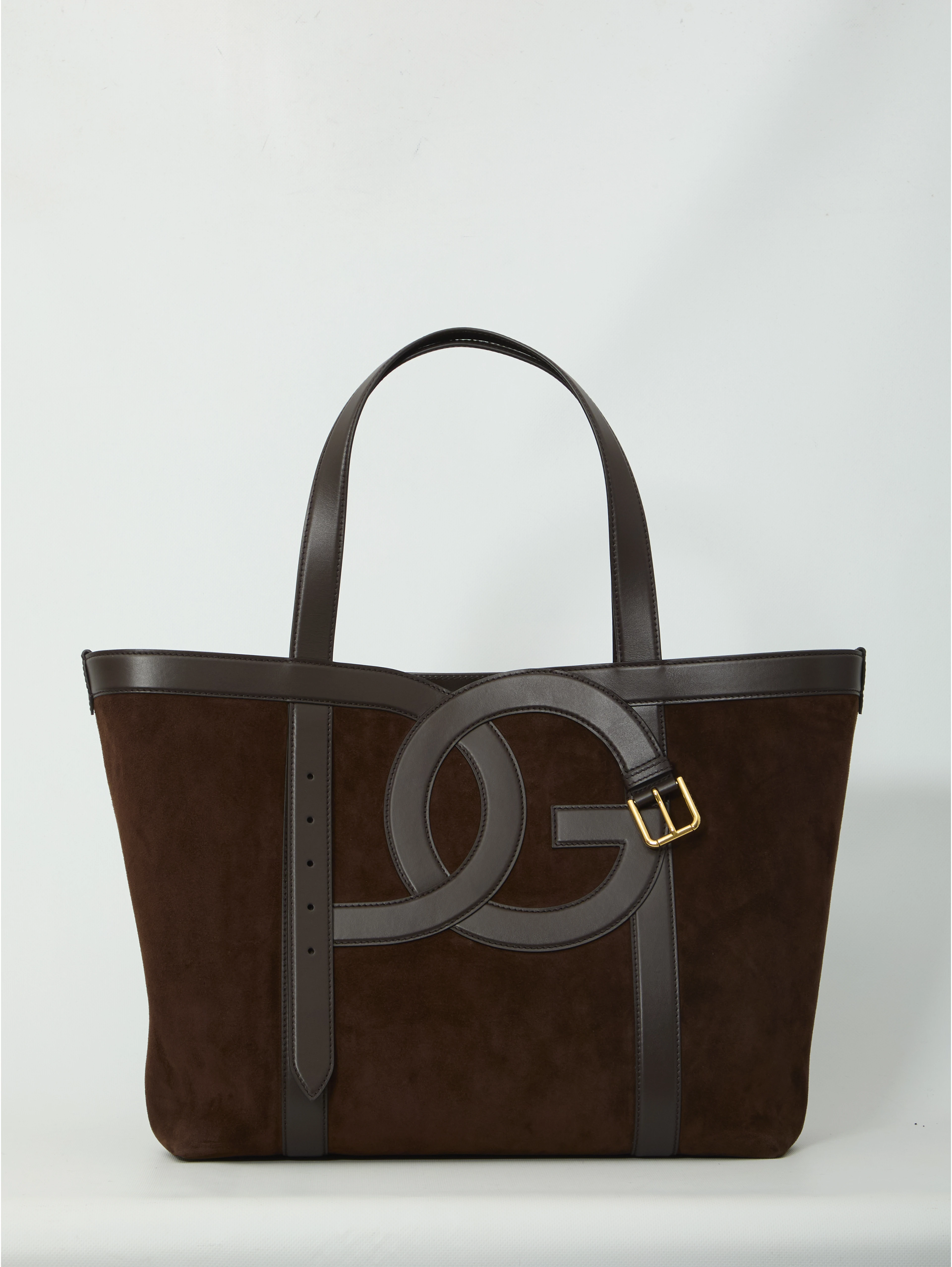 Suede leather shopping bag