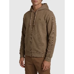 Finch brown cotton zipped hoodie