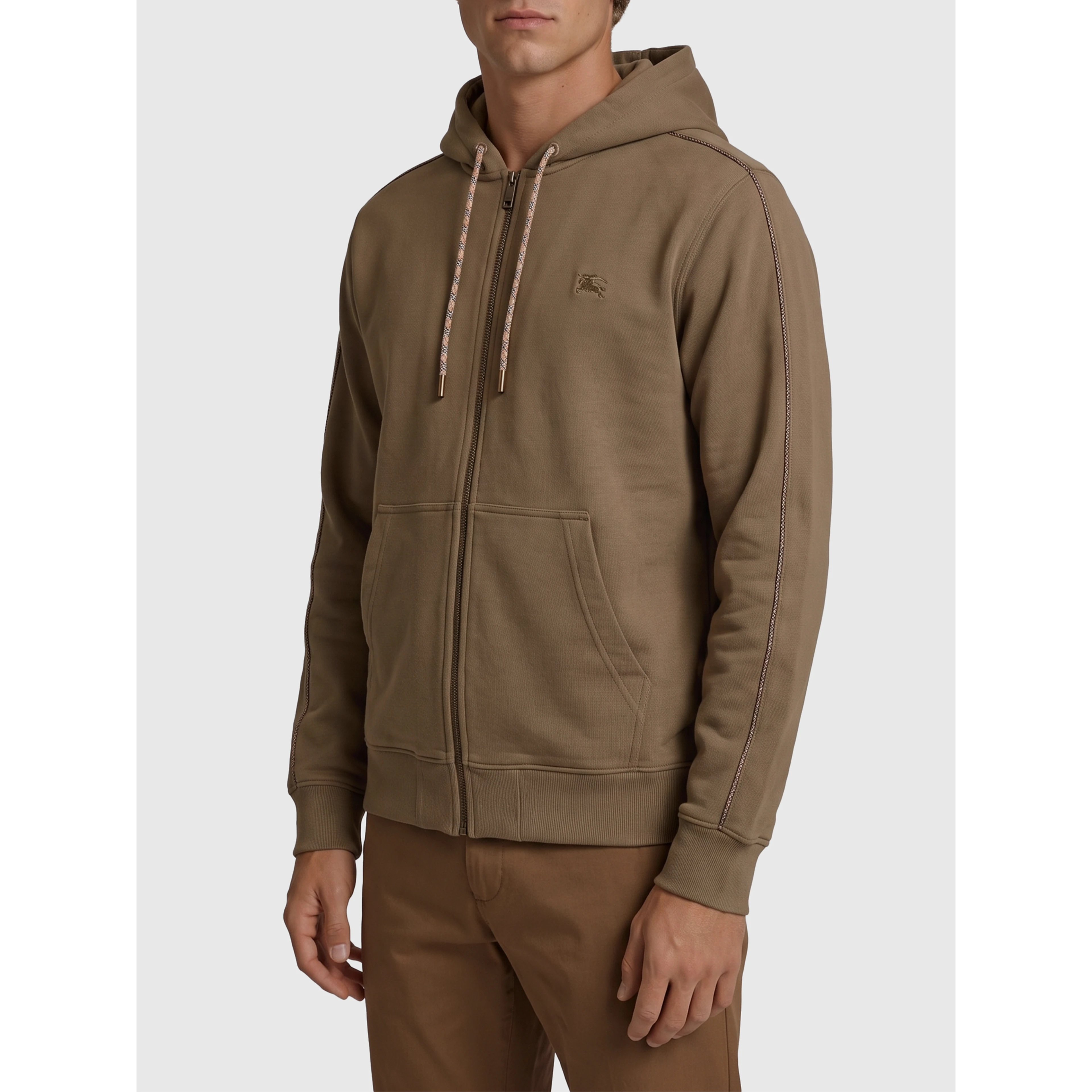 Finch brown cotton zipped hoodie