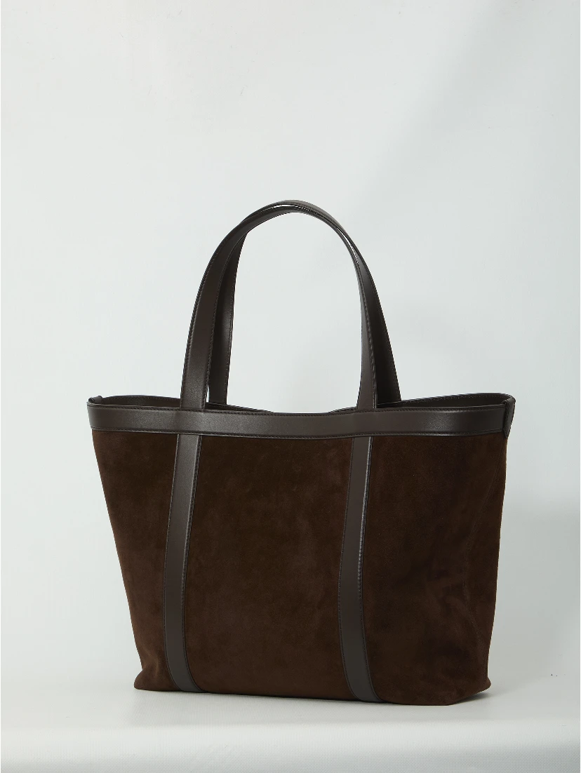 Suede leather shopping bag