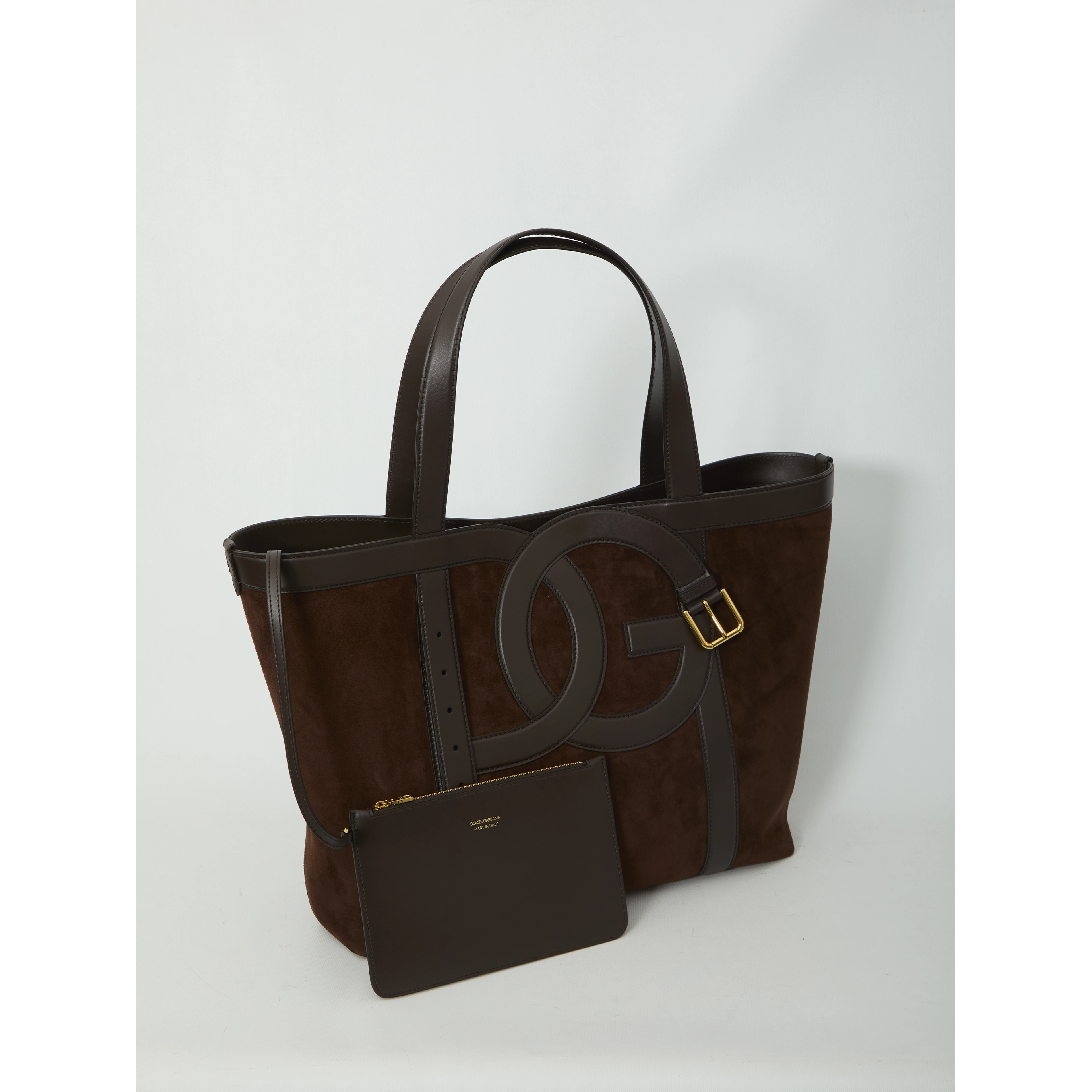 Suede leather shopping bag