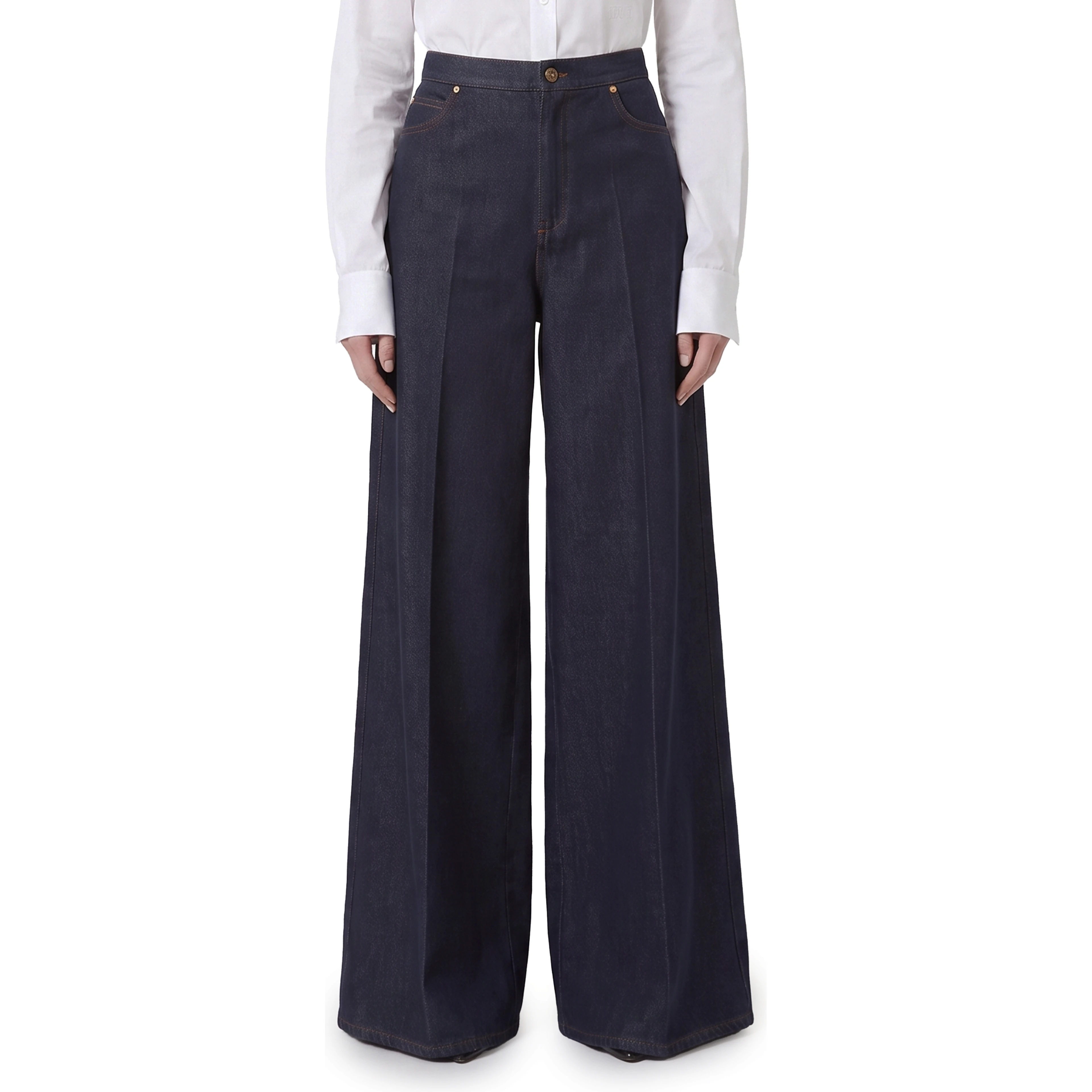 Wide leg denim-effect Quatto trousers