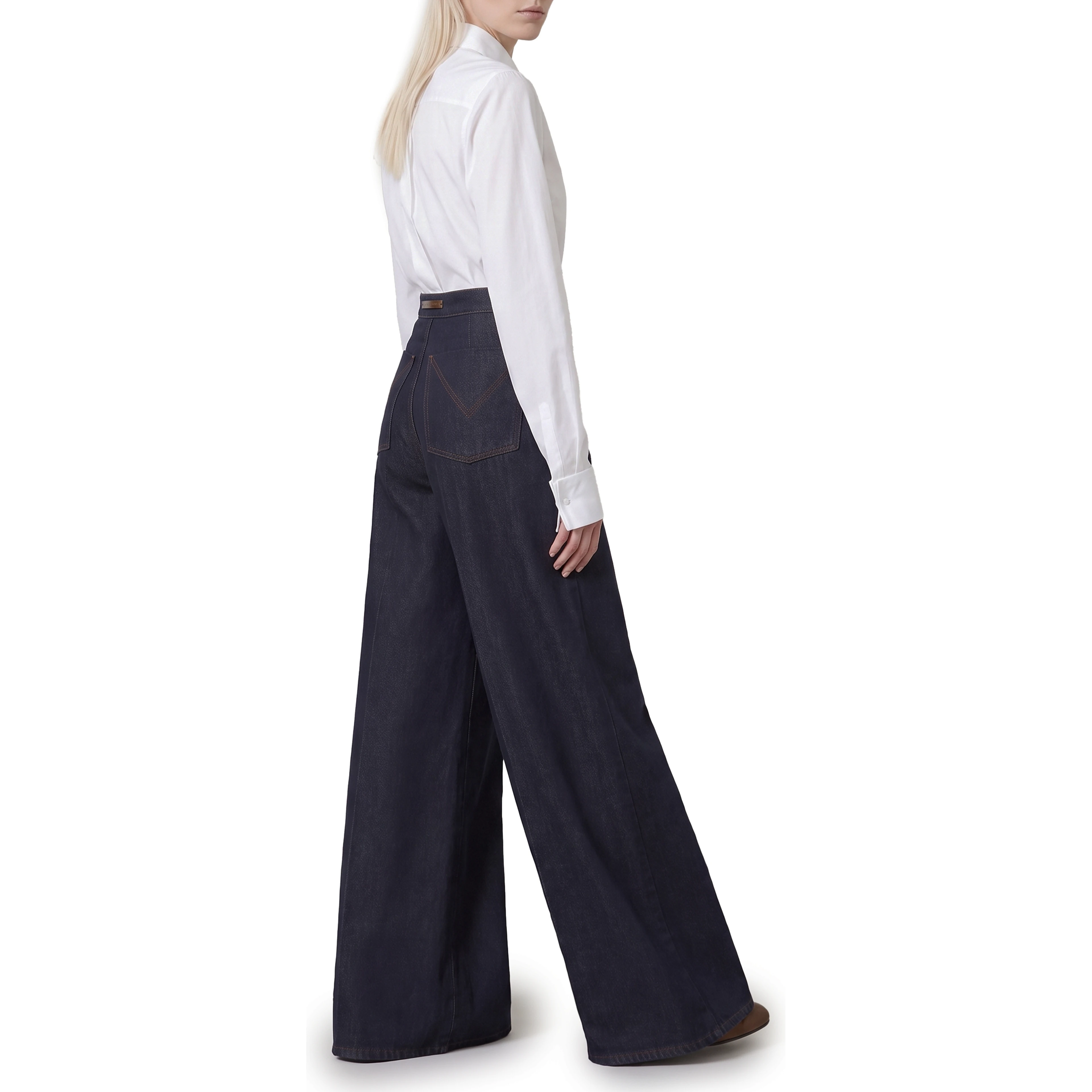 Wide leg denim-effect Quatto trousers