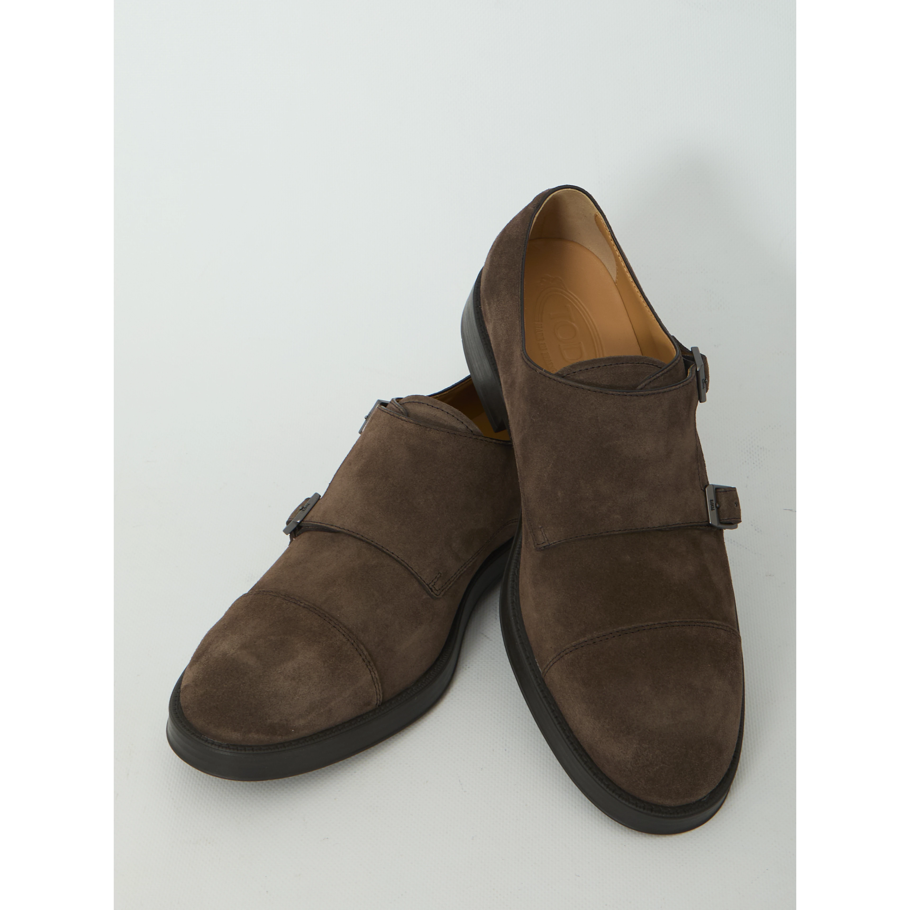 Monkstrap shoes in suede leather