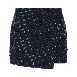 Blue Polyester Long Skirt