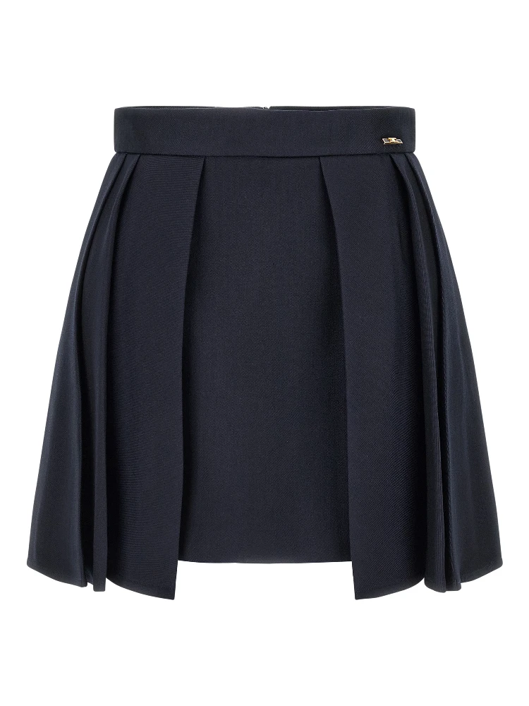 Blue Virgin Wool Long Skirt