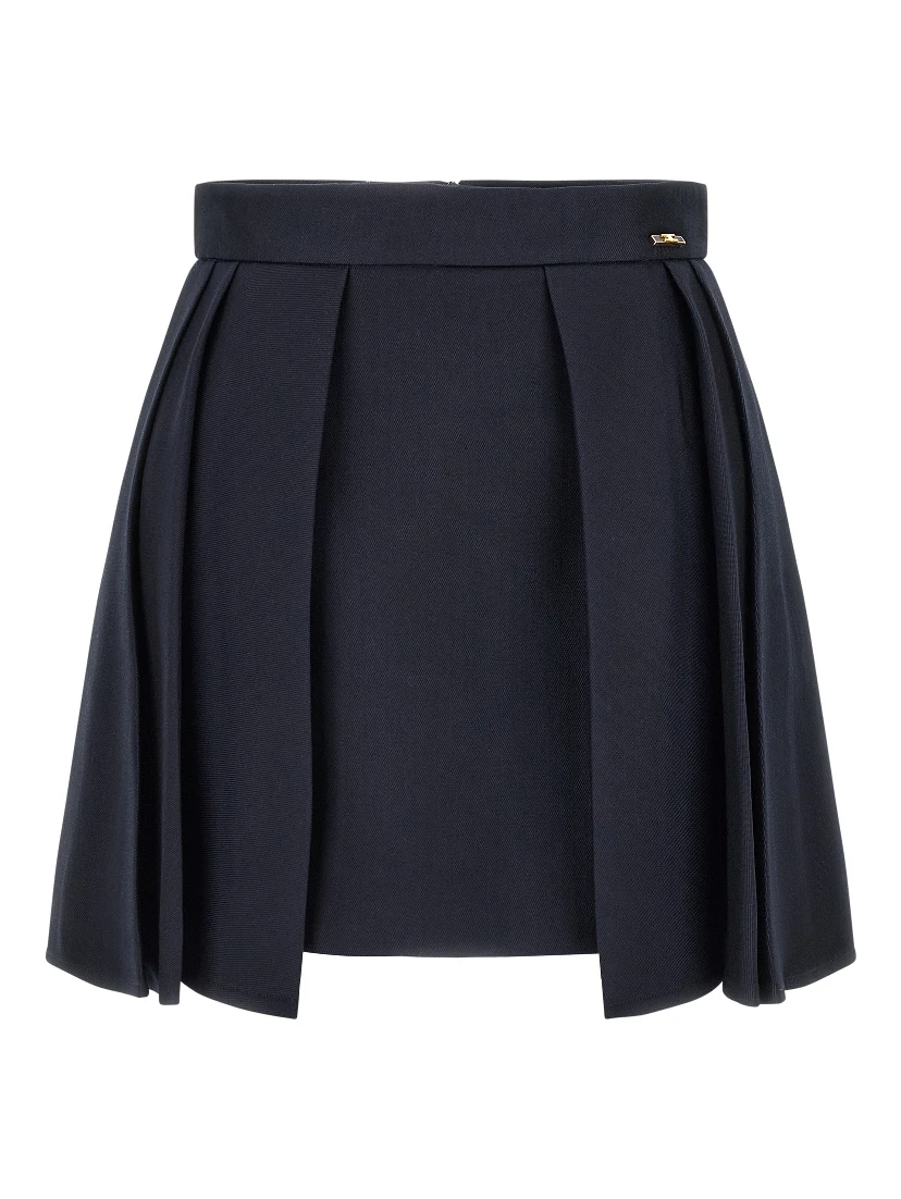 Blue Virgin Wool Long Skirt