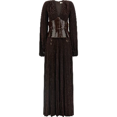 Brown Viscose Long Dress