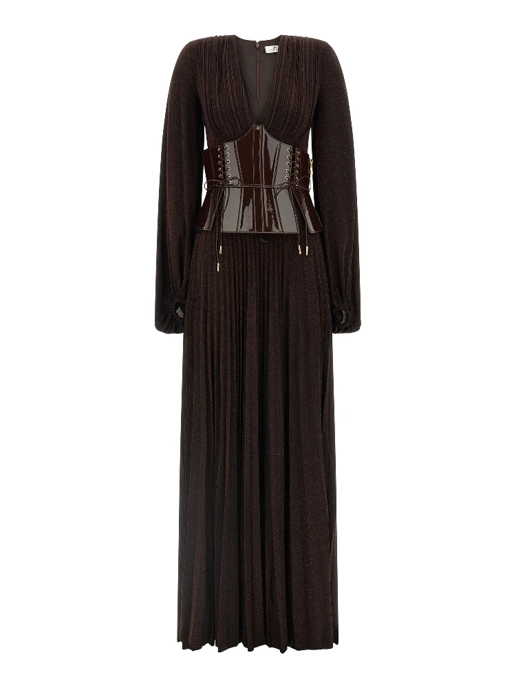 Brown Viscose Long Dress