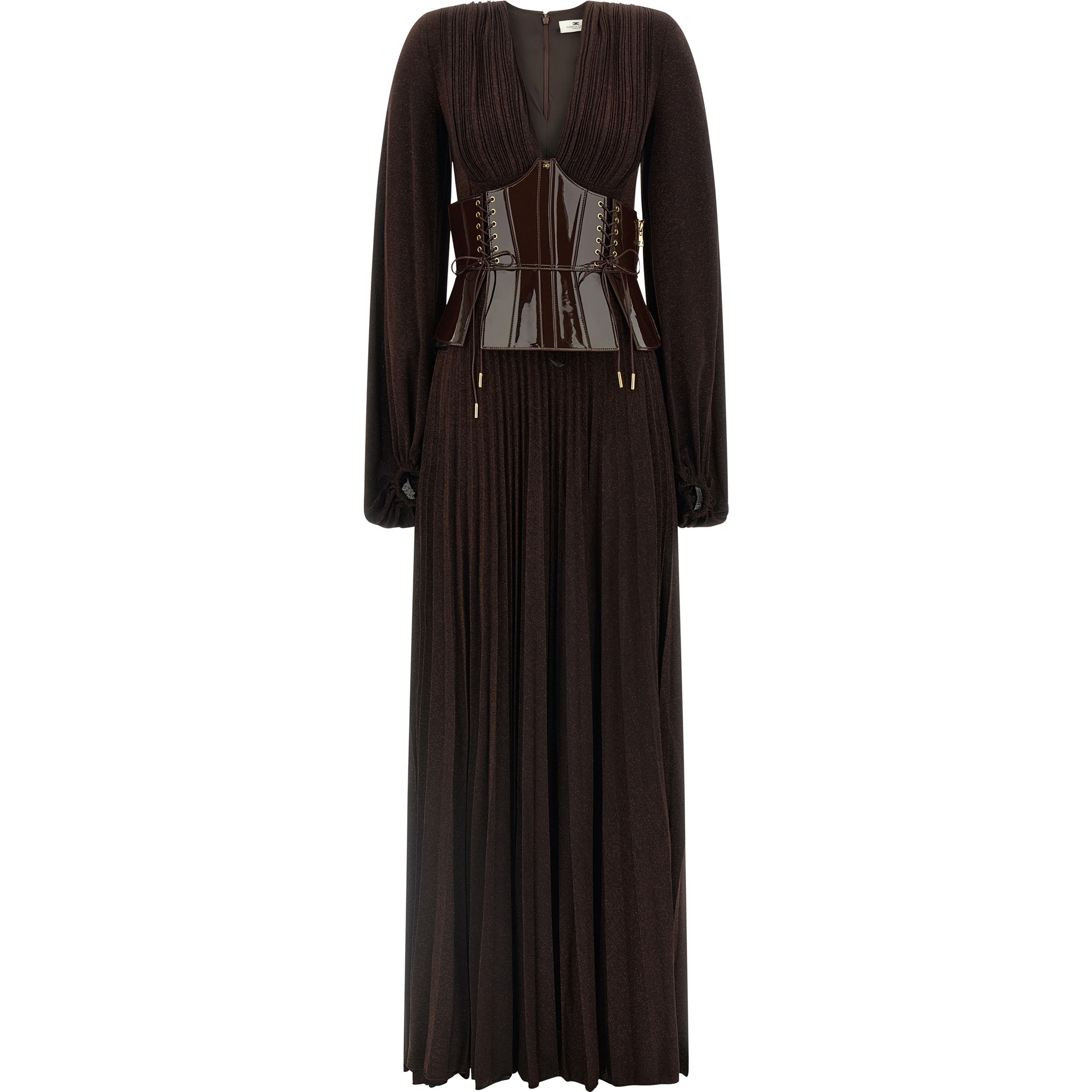 Brown Viscose Long Dress