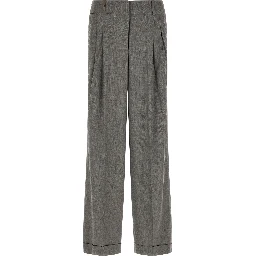 Gray Virgin Wool Casual Pants