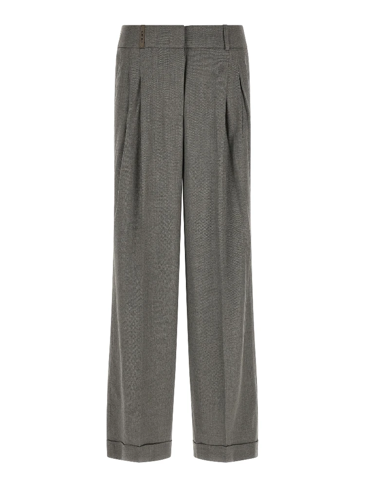 Gray Virgin Wool Casual Pants