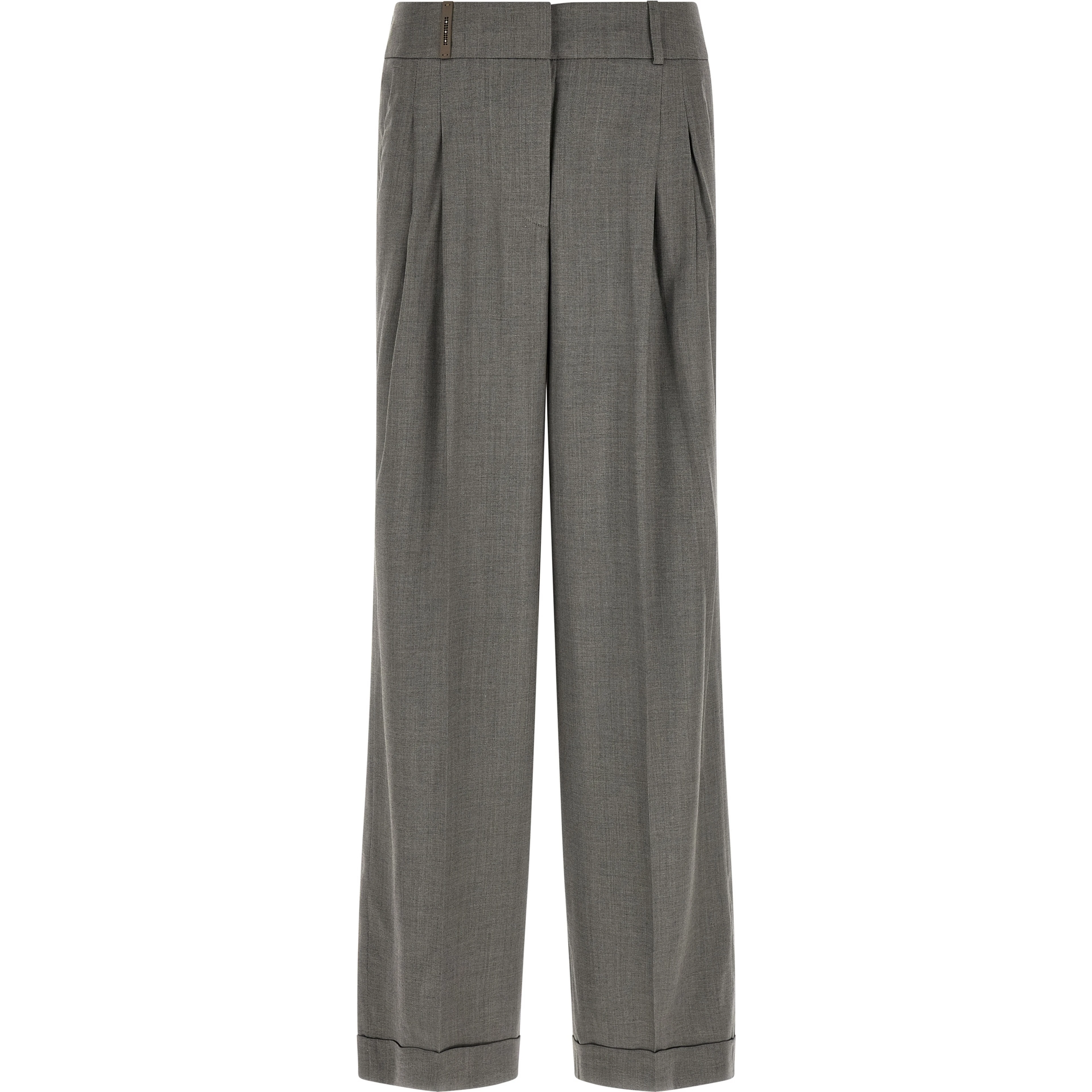 Gray Virgin Wool Casual Pants