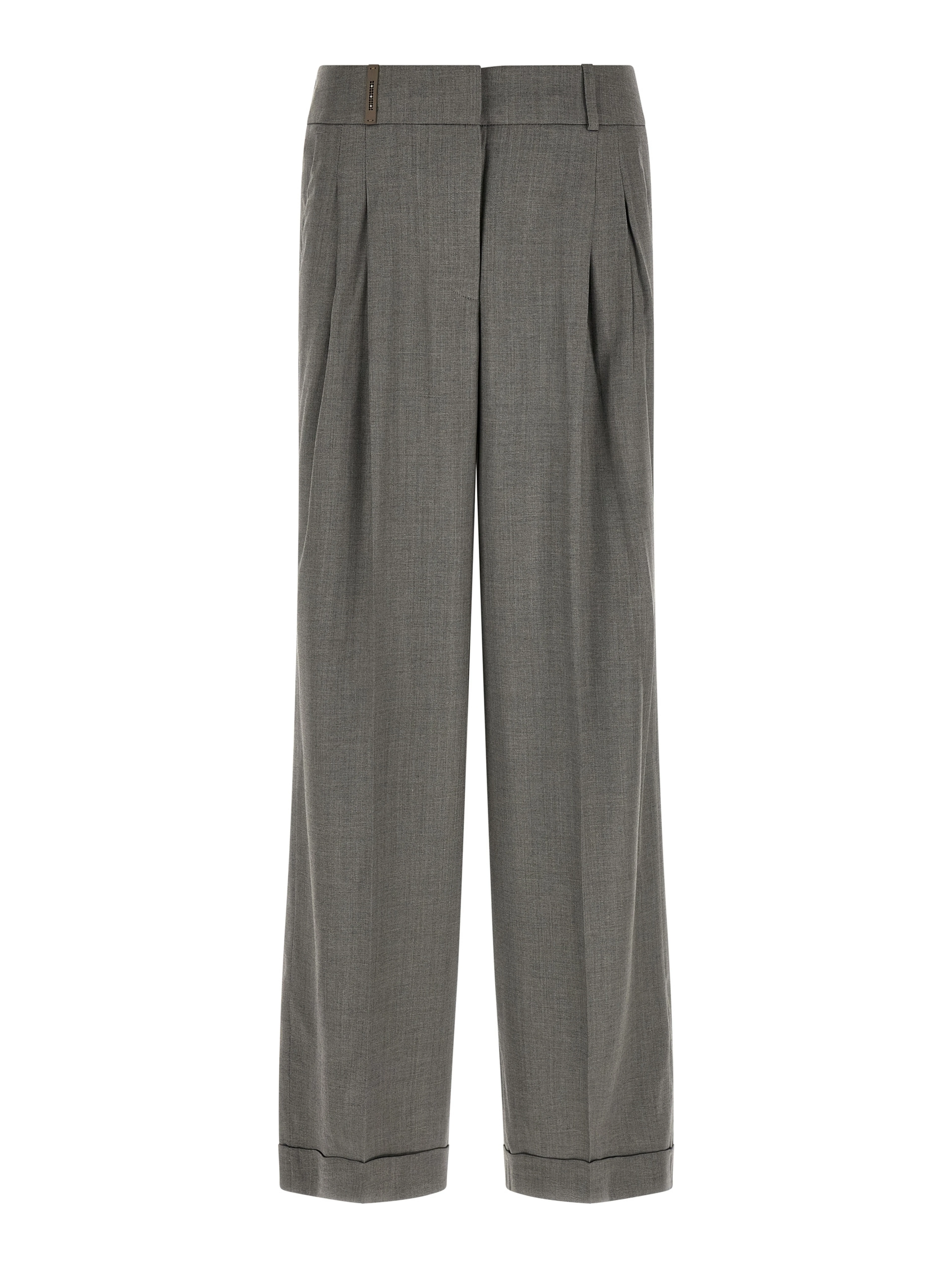 Gray Virgin Wool Casual Pants